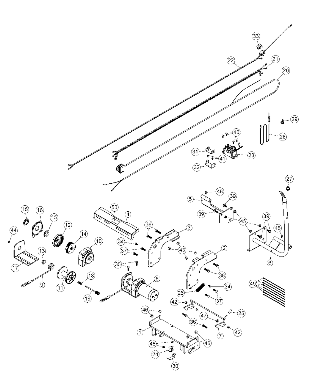 Subframe And Winch 2011 And Before Diagram and Parts List for 19A40019 44Inch-100 Cub Cadet Lawn Tractor